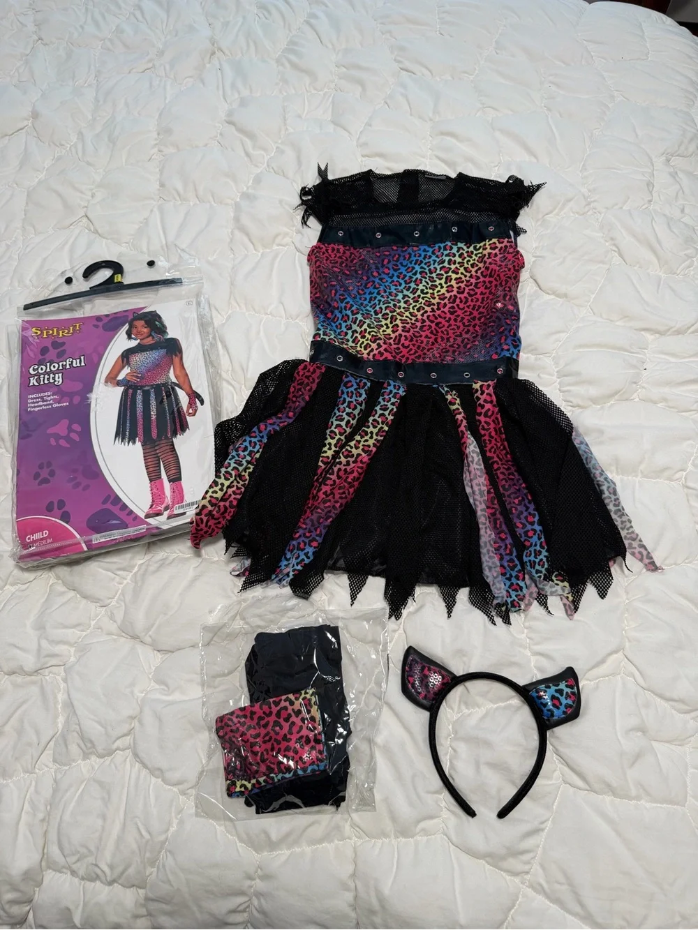 Girls colorful kitty costume M